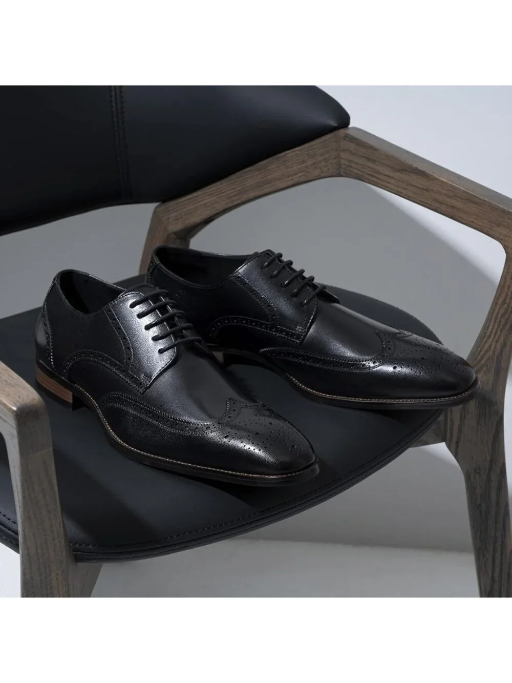 Men's Black Leather Retro Plain Formal Dress Oxford Derby Causal Shoes